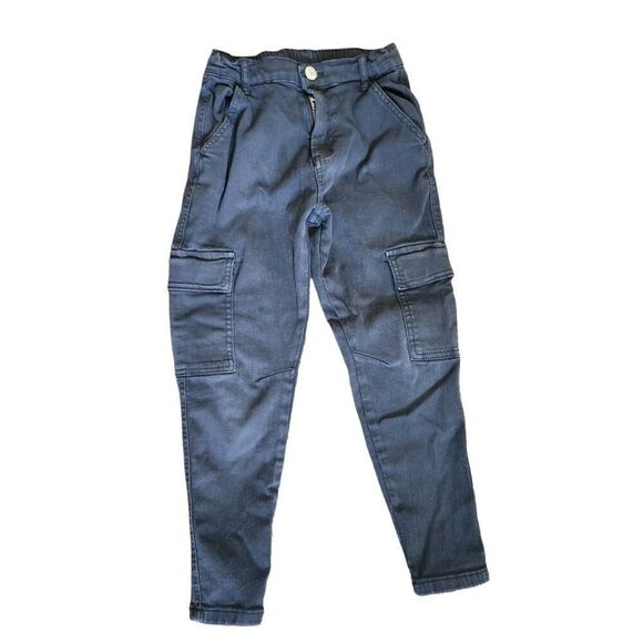 Zara boys size 8 tapered tailored style pants cargo outdoor dark grunge blue bot - Picture 1 of 5